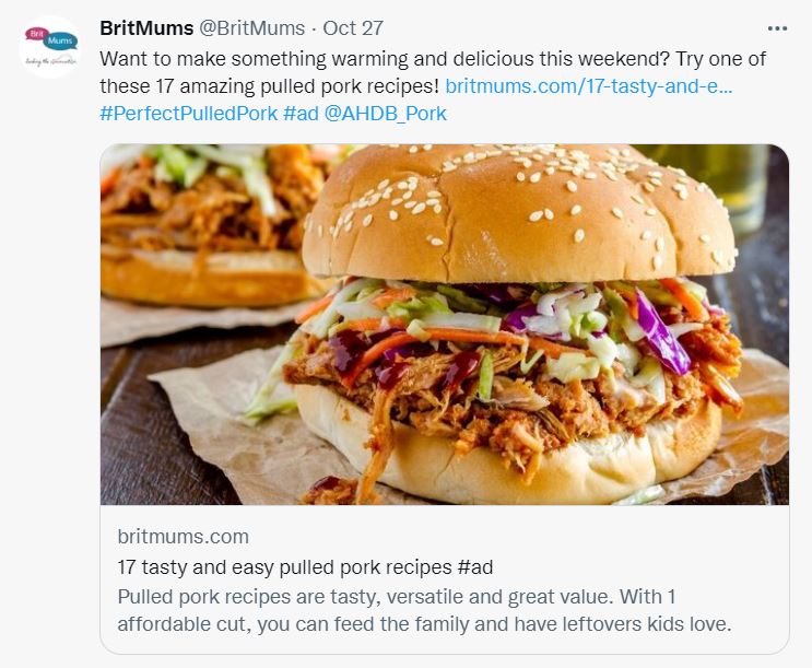 BritMums perfect pulled pork tweet