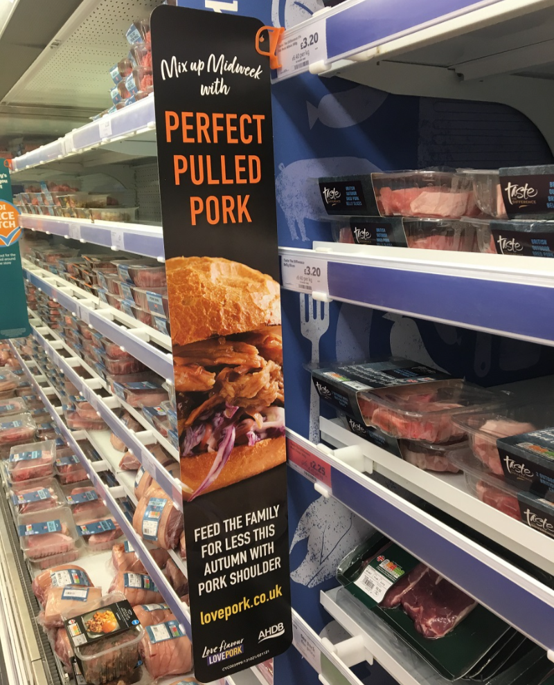 Pulled pork campaign banner in store