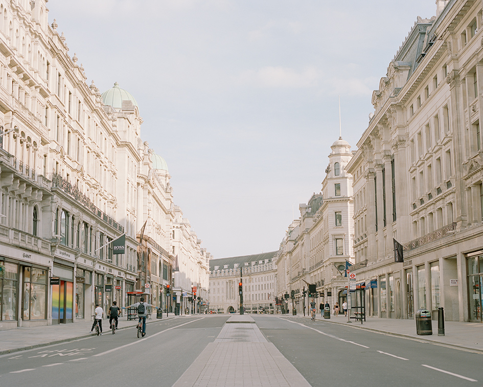 A photograph of a highstreet in London.