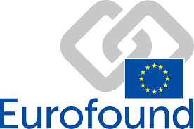Eurofound logo featuring two interlocking chain links in grey alongside a small EU flag, with the word 