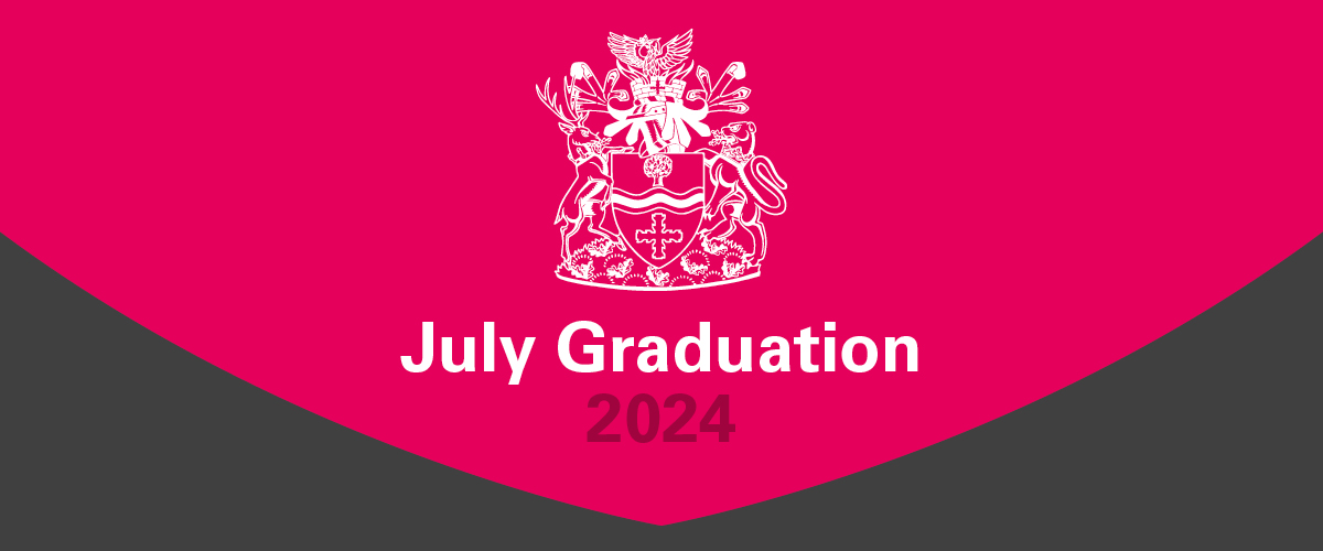 July Graduation 2024 header and crest