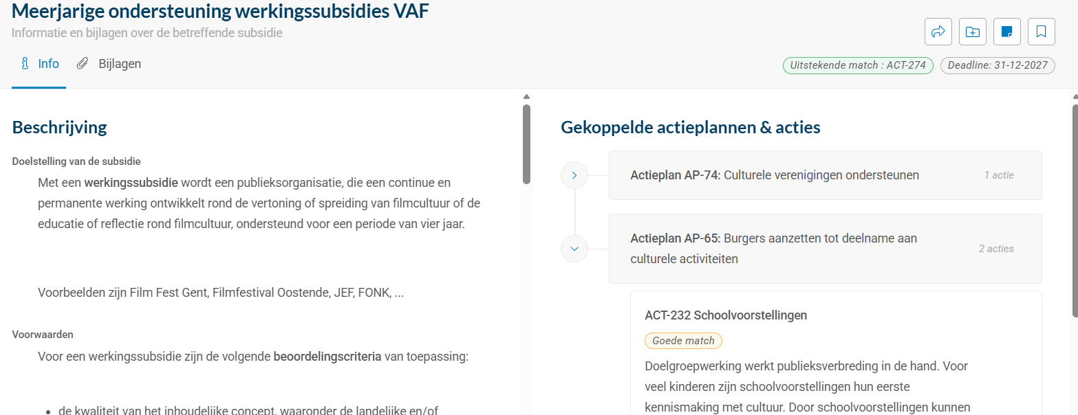 Indicatiescore van de match op dieper niveau weergeven in Subsidiematcher